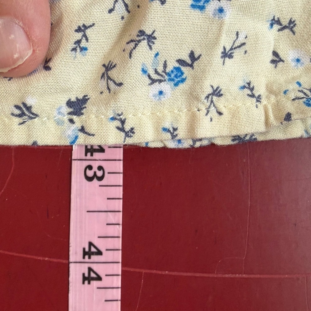 Arizona Smocked Floral Midi Dress Womens Sz L Tan Blue Button Front Boho Prairie - Picture 8 of 9